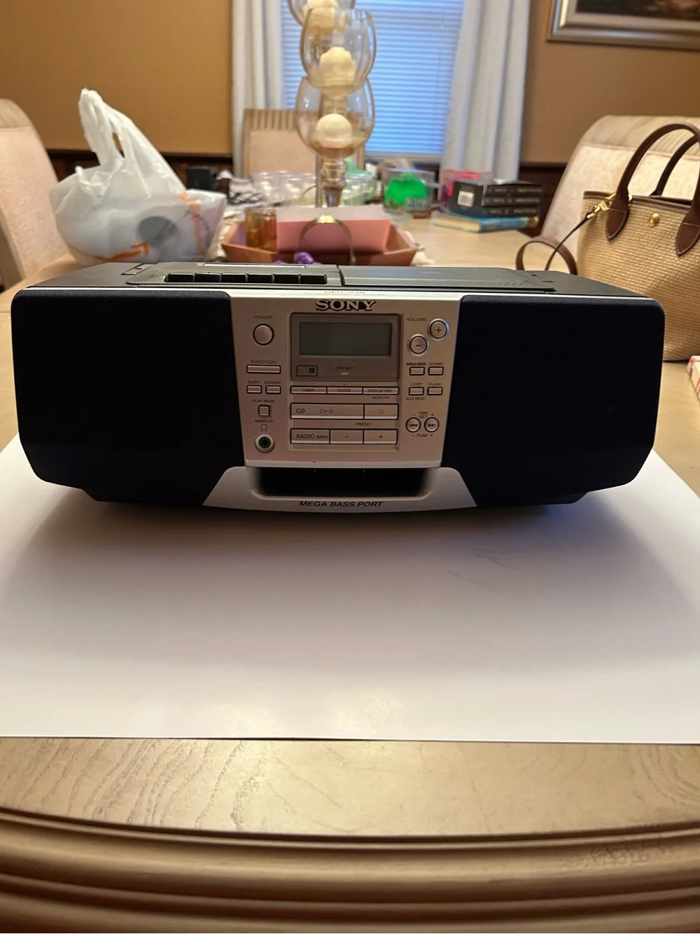 Sony CFD-S38 Boombox CD AM/FM Radio Cassette Headphone/3.5mm Silver/Black